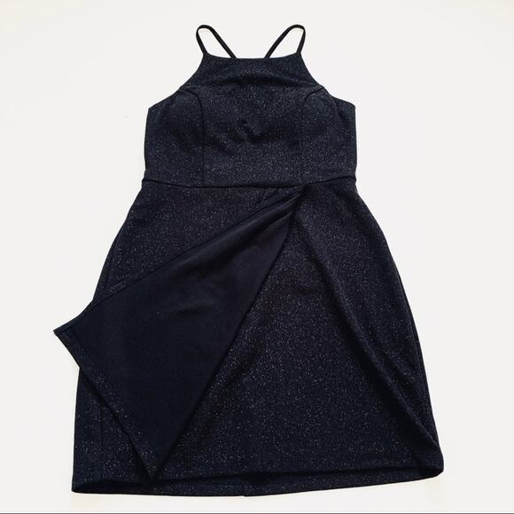 Speechless Dress Black Silver Sparkle Lace Back Halter Cocktail Size 13 - Picture 10 of 12